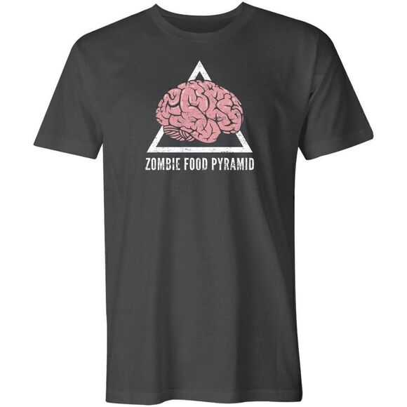 SNORGTEES ZOMBIE FOOD PYRAMID BRAINS GRAPHIC T-SHIRT SMOKE GRAY L - Picture 1 of 3